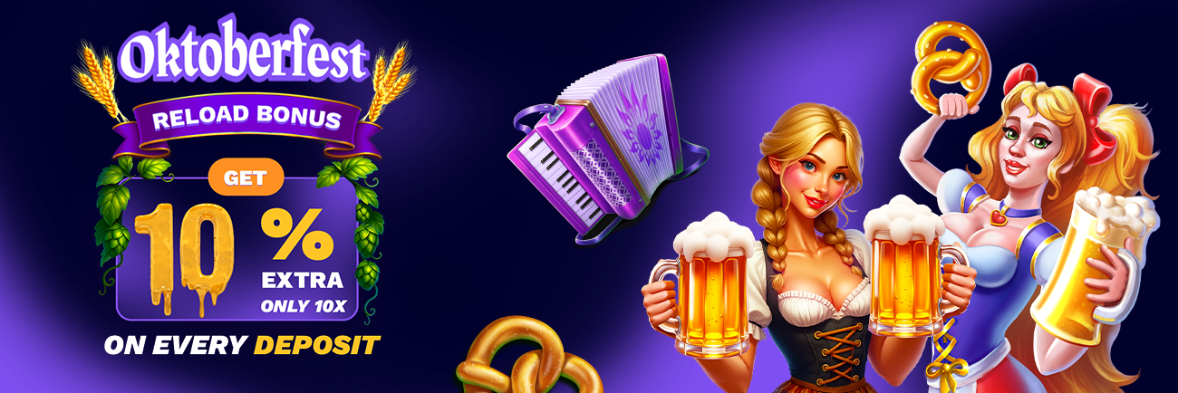Oktoberfest Reload Bonus at Jackpotter  - Get 10 % Extra on Every Deposit with 10x Wager!