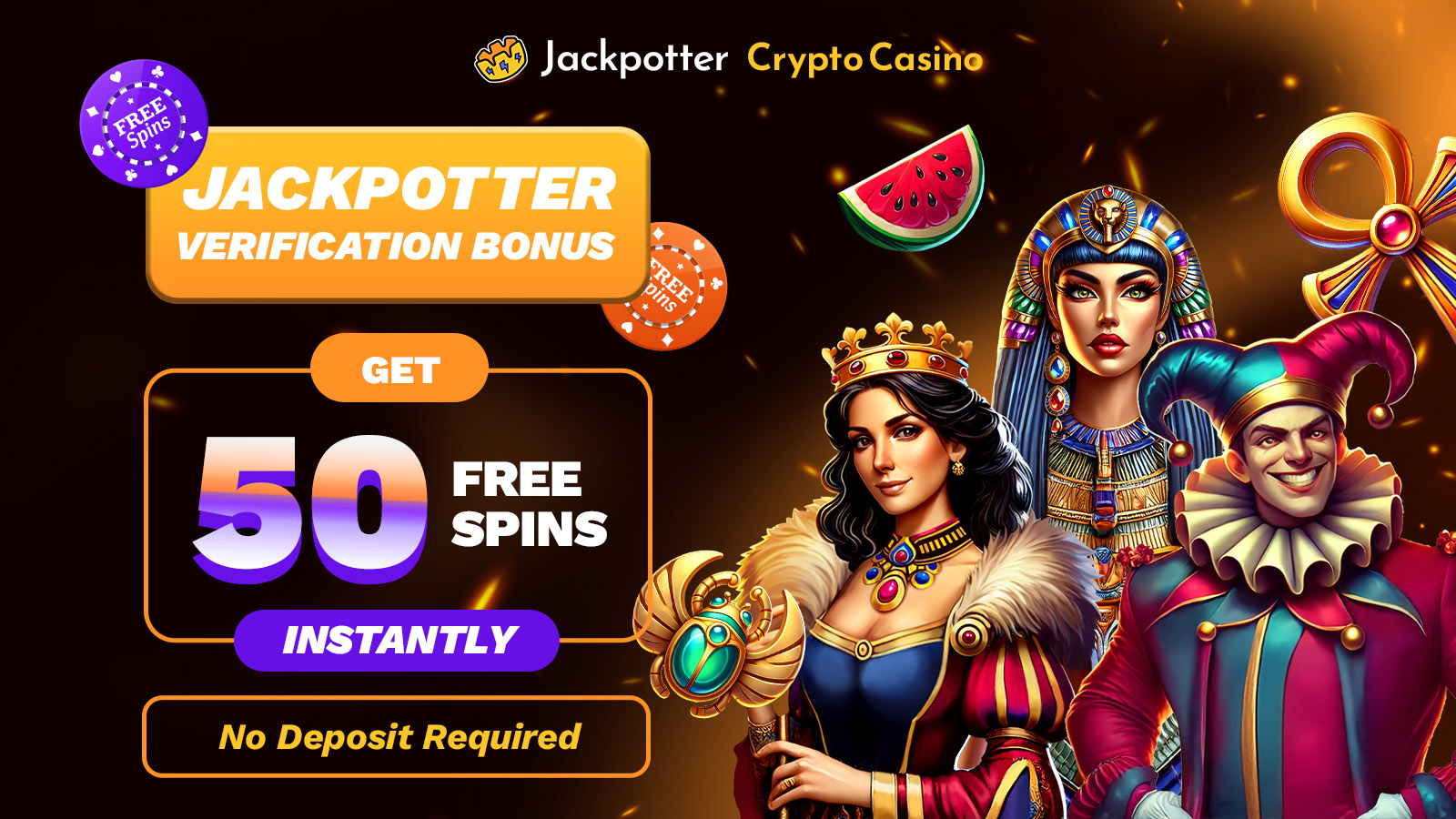 Jackpotter Level 3 Verification Bonus - Get 50 Free Spins Instantly! No Deposit Required!