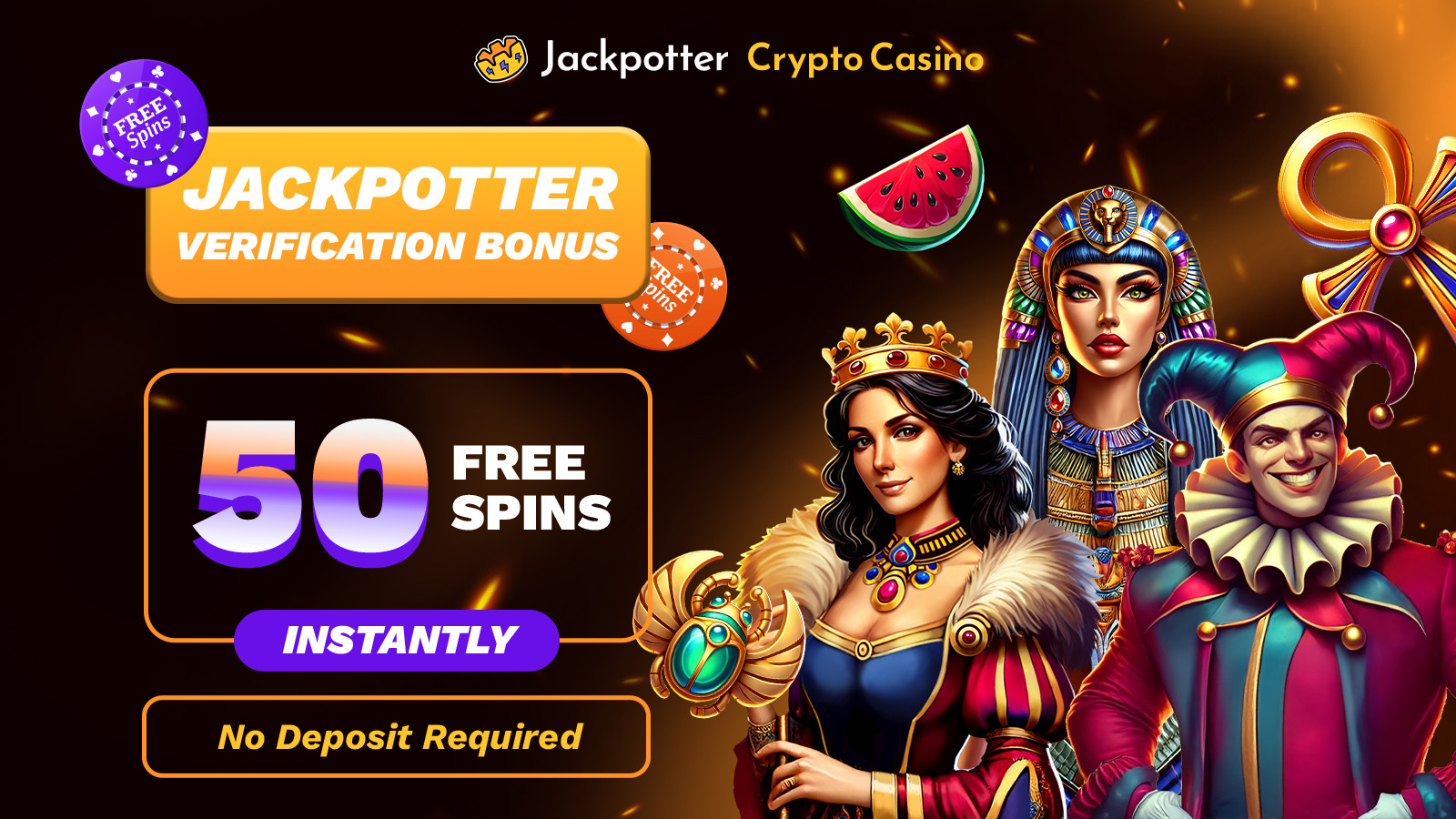 Jackpotter Level 3 Verification Bonus - Get 50 Free Spins Instantly! No Deposit Required!