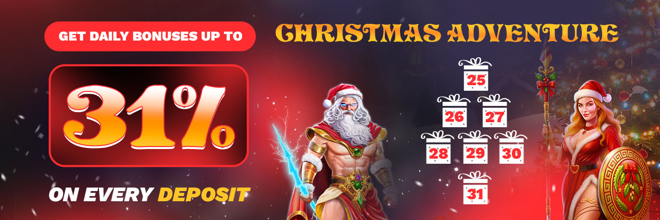 Jackpotter Christmas Adventure -  Daily Bonuses Up to 31% on every Deposit